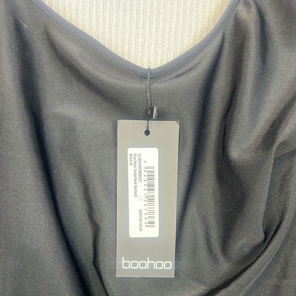 Boohoo Plus NWT Basic Scoop Neck One Piece Swimsuit Black Women’s Size 16 - Picture 9 of 11